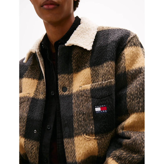 Tommy Hilfiger Ανδρικό jacket Oversized Fit Check Teddy Collar Overshirt